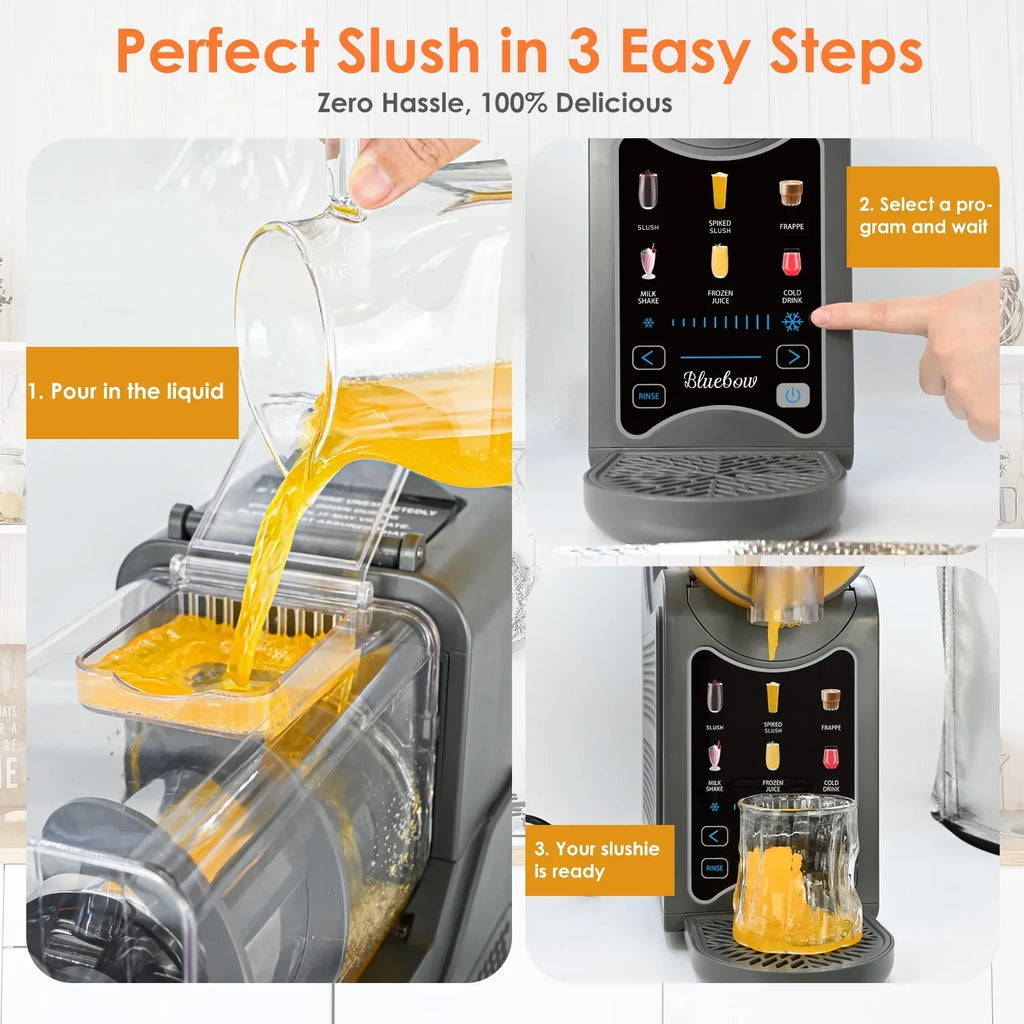 2026 NewBluebow Slushie Machine for Home, 88oz Vessel Slush Maker with 6 Presets, No Ice Needed, Frozen Drink Maker for Smoothie, Frappe, Milkshakes and More