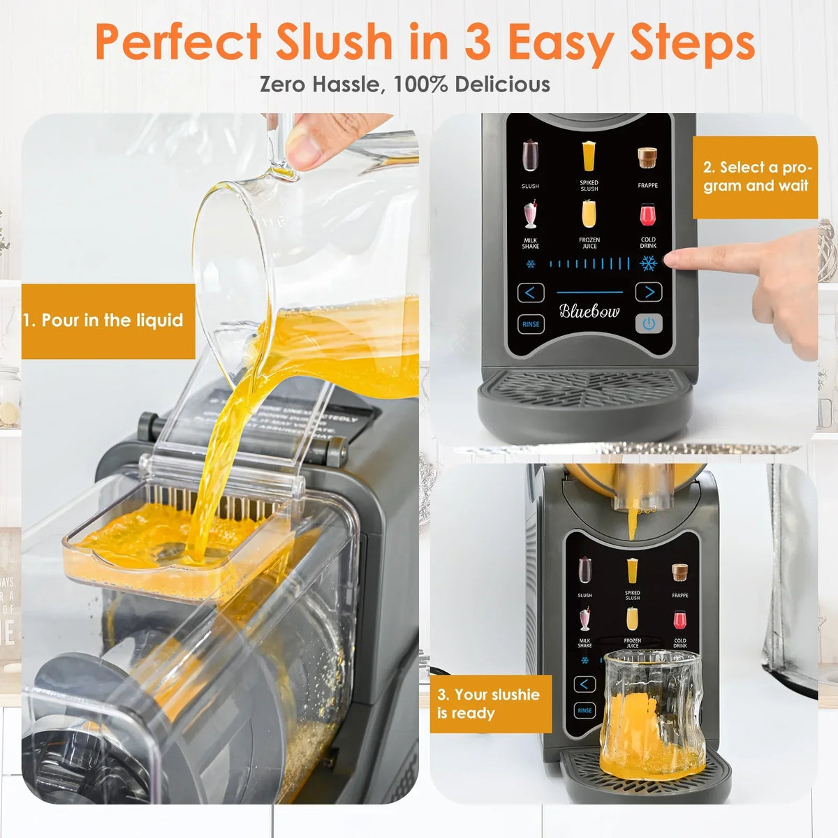 2026 NewBluebow Slushie Machine for Home, 88oz Vessel Slush Maker with 6 Presets, No Ice Needed, Frozen Drink Maker for Smoothie, Frappe, Milkshakes and More