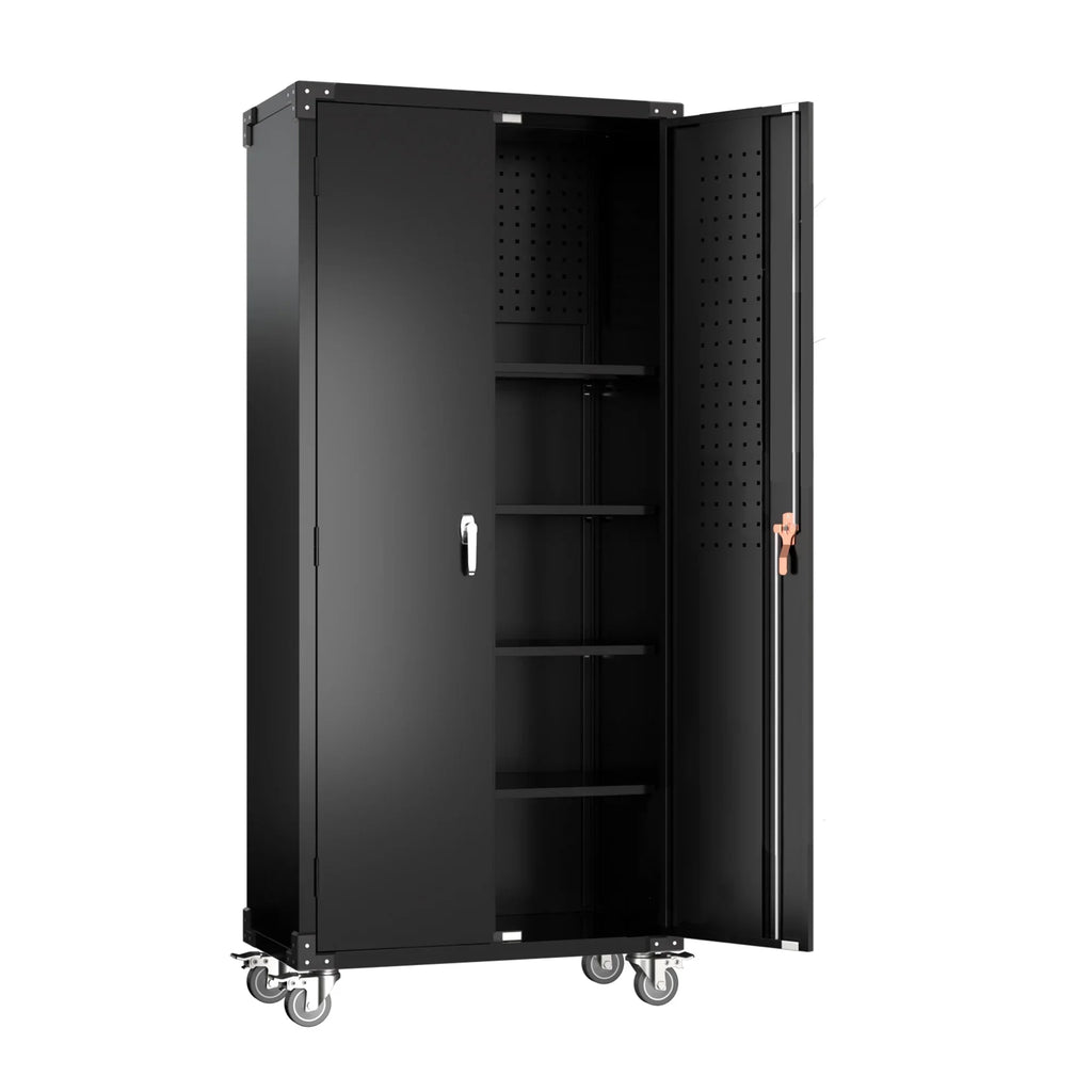 2026 NewAobabo 72 Inch Locking Storage Cabinet w/ Adjustable Shelves, Gray