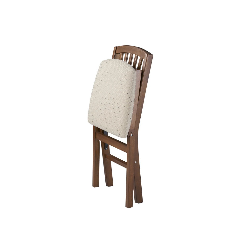 2026 NewMission Fusion Folding Chair (Set of 2)- Blush Fabric and Fruitwood