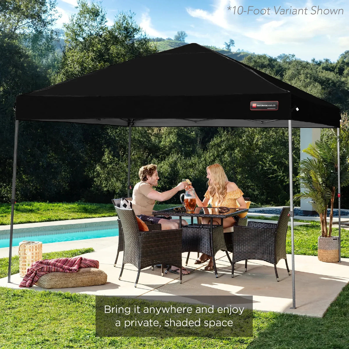 2026 NewBest Choice Products 12x12ft Easy Setup Pop Up Canopy w/ 1-Button Setup, Wheeled Case, 4 Weight Bags - Navy Blue