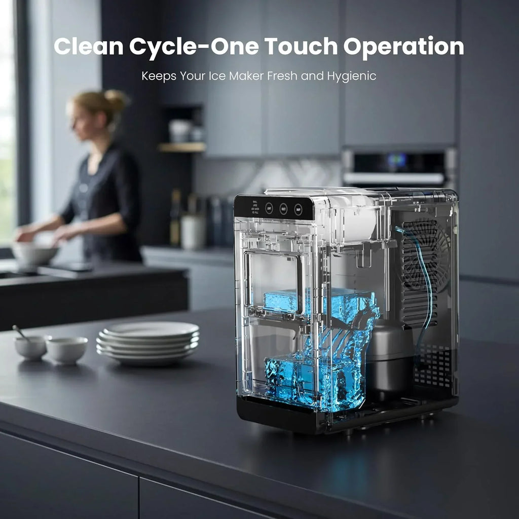 2026 NewMoifoi Ice Maker Countertop, 26 lbs/24 H, 8 Pcs Ice in 6 Mins, Portable Ice Maker Machine with Self-Cleaning, Interior Lighting, 2 Sizes Bullet Ice, Black