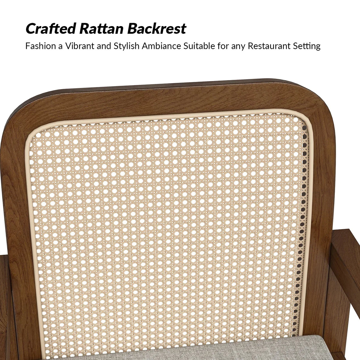 2026 NewRattan Dining Chairs Set of 2 Wooden Armchairs Removable Cushion Home Kitchen Restaurant Acorn
