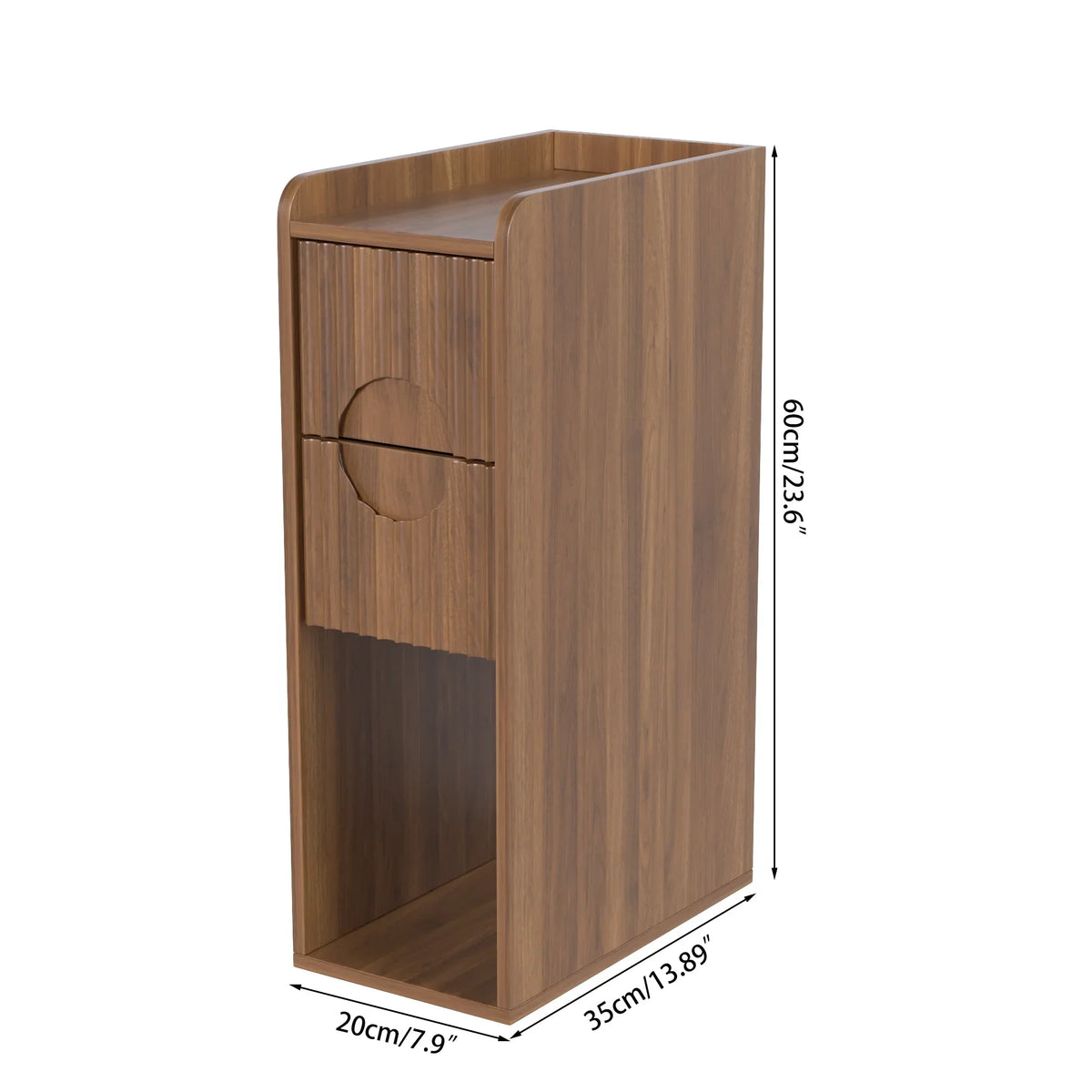 2026 NewNarrow Nightstand Set of 2 with Drawers, Fluted Slim Side End Table with Storage for Small Spaces