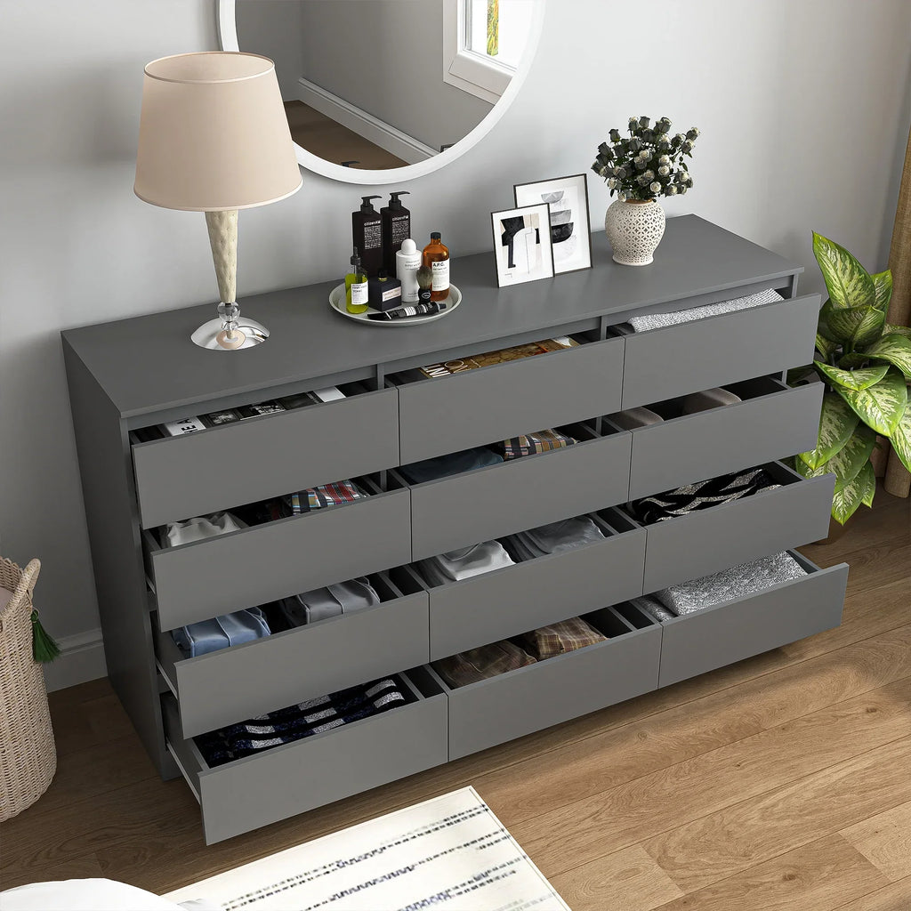 2026 NewResenkos Modern Mid Century 6 Drawer Wide Dressers Chests for Bedroom, Chest of Drawer Organizer Grey