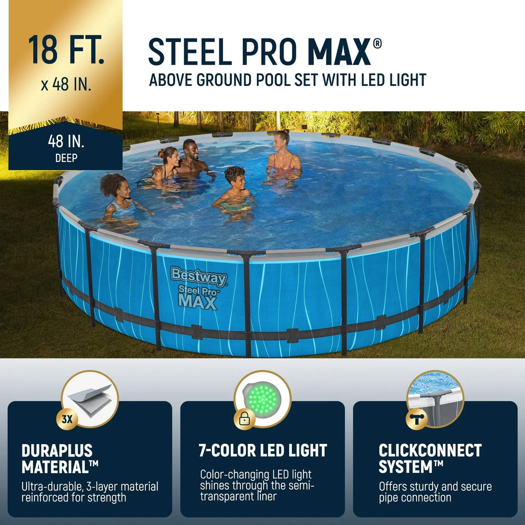 2026 NewBestway Steel Pro MAX 12' x 30" Above Ground Outdoor Swimming Pool Set