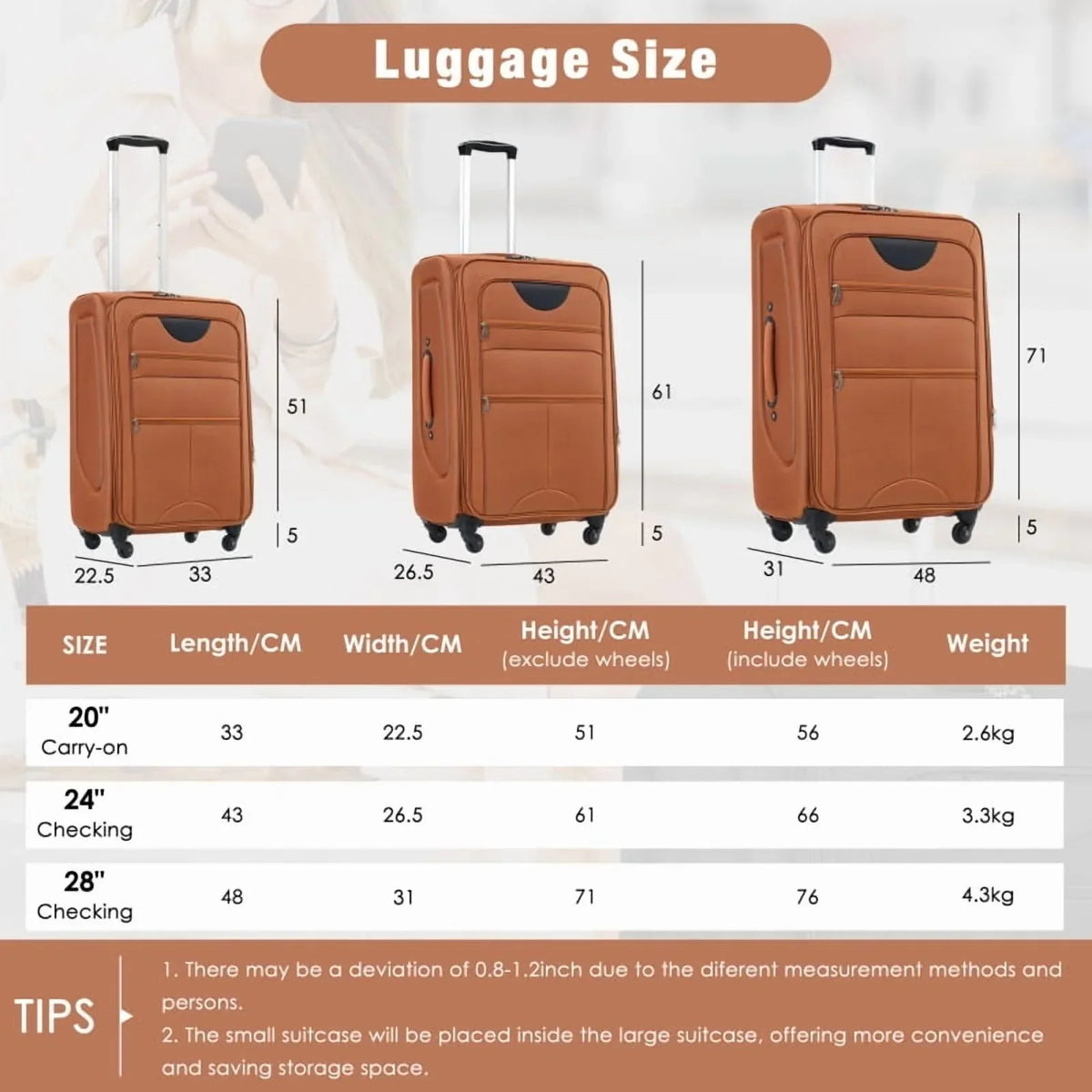 2026 NewSoftside Luggage Expandable 3 Piece Set Suitcase Upright Spinner Softshell Lightweight Luggage Travel Set