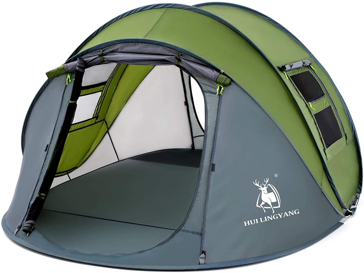 2026 New4 Person Easy Pop Up Tent,9.5" X6.6" X52'',Waterproof, Automatic Setup,2 Doors-Instant Family Tents for Camping, Hiking & Traveling