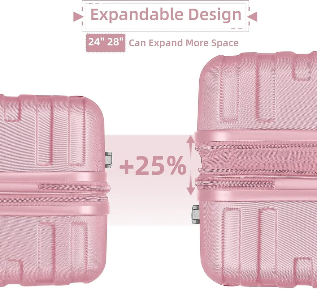2026 New6-Piece Hardshell Luggage Set with Expandable Spinner Suitcases & TSA Lock, 25% Extra Capacity, Duffel Bag & Toiletry Kit, Cream ABS Suitcases