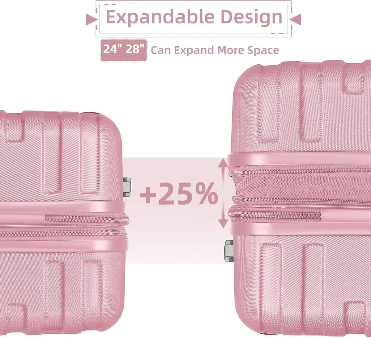 2026 New6-Piece Hardshell Luggage Set with Expandable Spinner Suitcases & TSA Lock, 25% Extra Capacity, Duffel Bag & Toiletry Kit, Cream ABS Suitcases