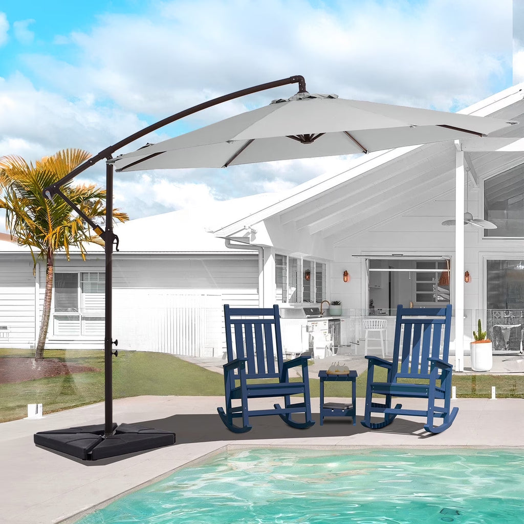 2026 NewJUSTLET 10ft Heavy Duty Patio Hanging Offset Cantilever Patio Umbrella W/ 4-Piece Base Included Included, Beige