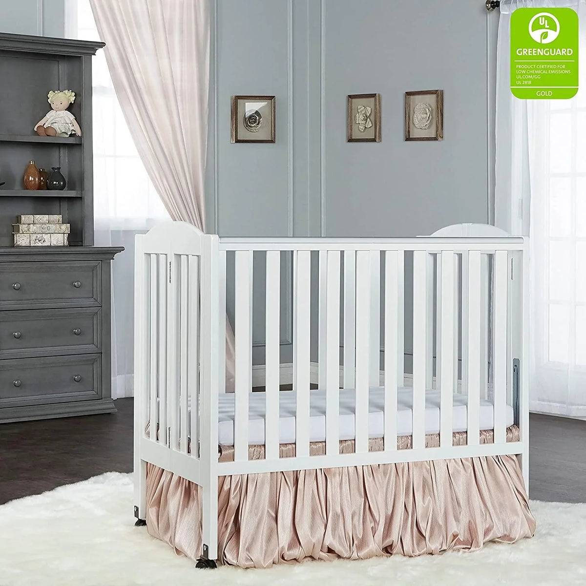 2026 NewDream On Me 2-in-1 Folding Portable Mini Crib in White. Mattress Pad Included. Easy to Fold and Store Baby Crib. Two Adjustable Mattress Height positions Convertible Crib