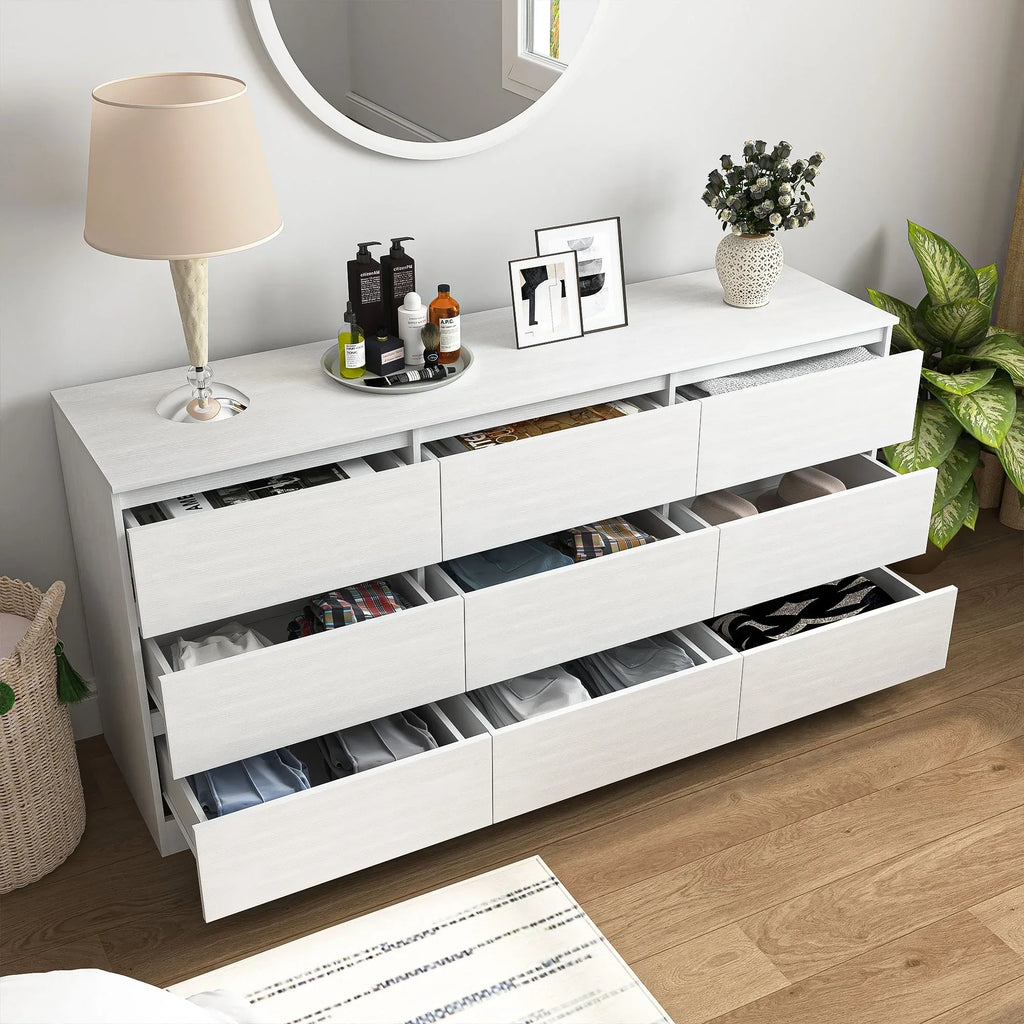 2026 NewResenkos Modern Mid Century 6 Drawer Wide Dressers Chests for Bedroom, Chest of Drawer Organizer Grey