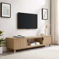 2026 NewWalker Edison Mid-Century Modern Reeded 2-Door TV Stand for TVs up to 80", Coastal Oak
