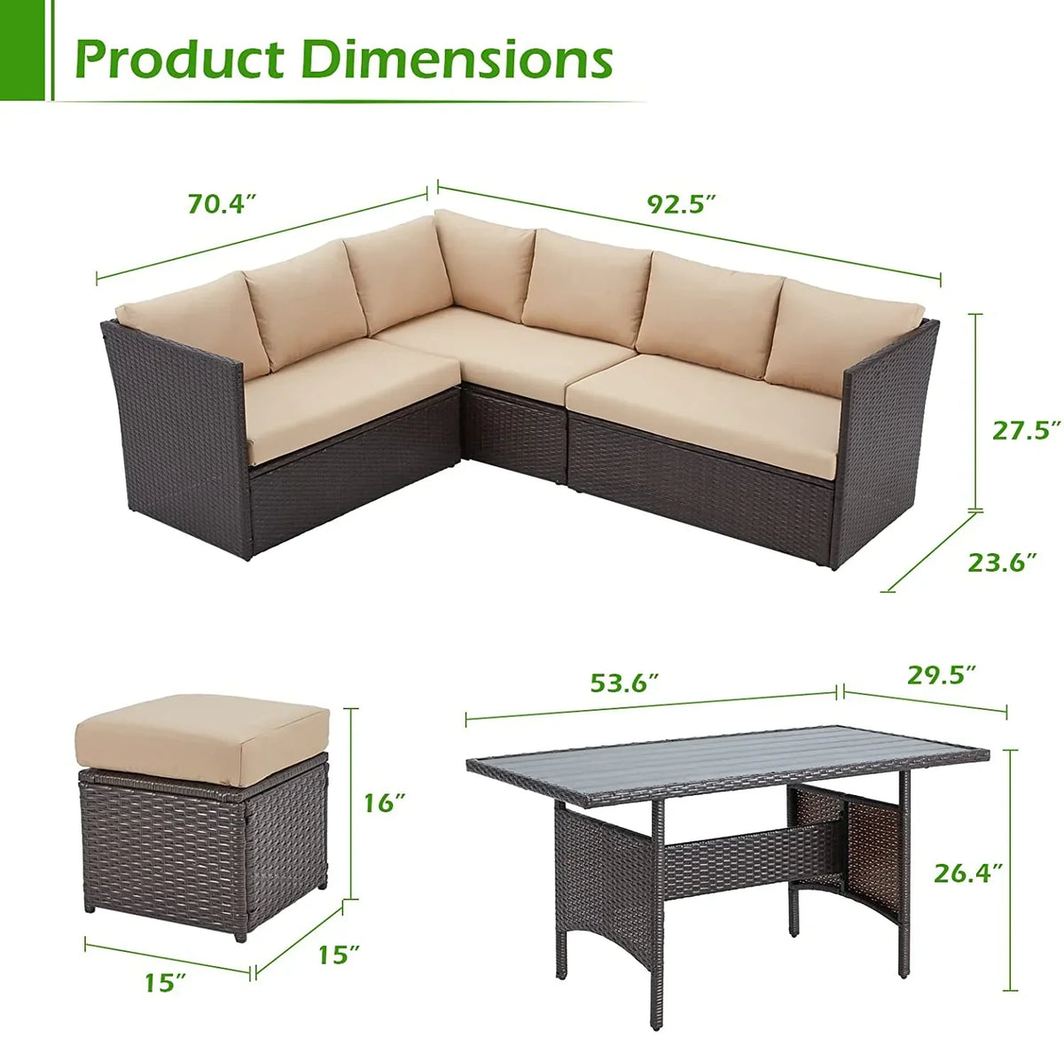 2026 NewAECOJOY 7 Piece Patio Furniture Set PE Rattan Outdoor Dining Set Sectional Sofa Couch with Table Patio Conversation Set in Gray
