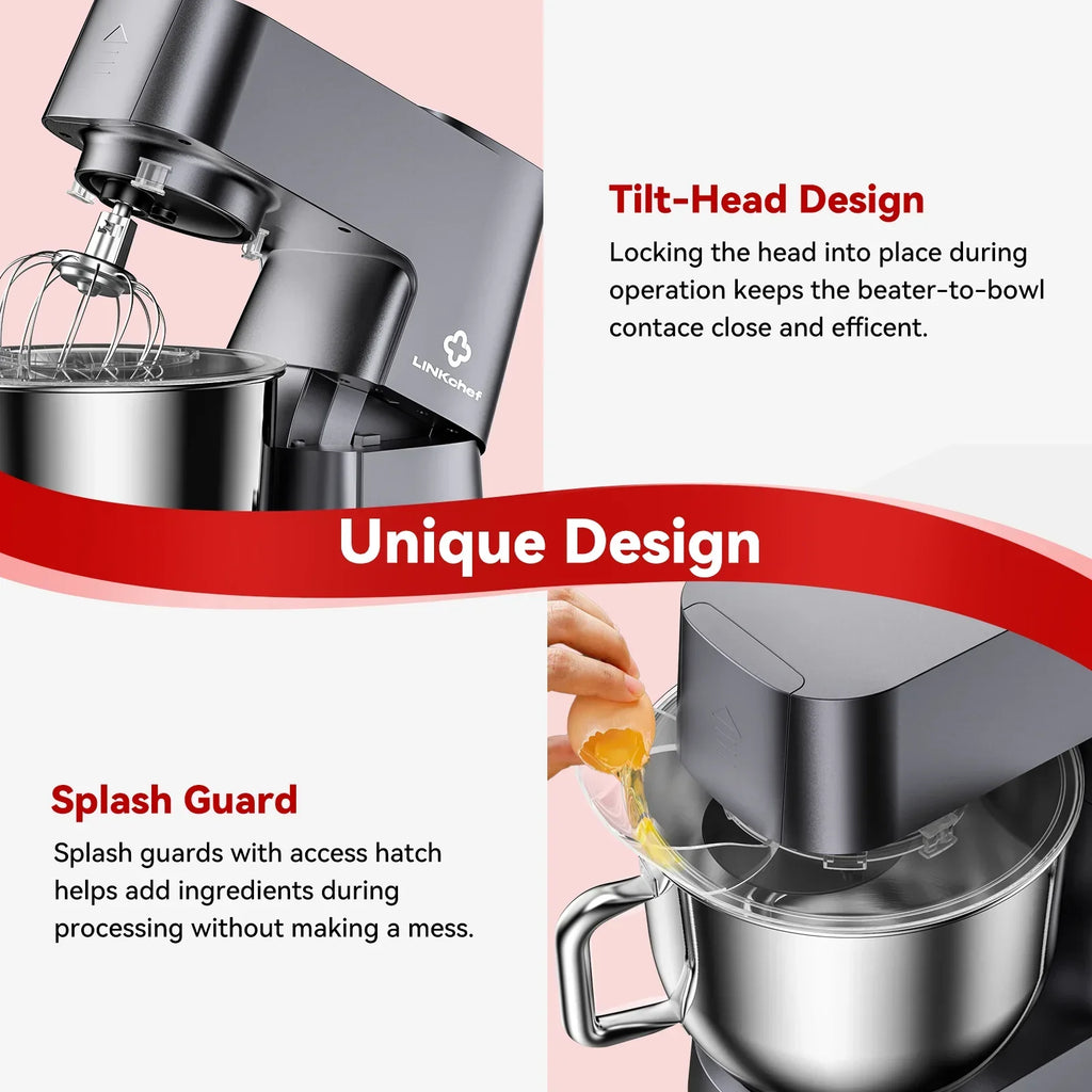 2026 NewLINKChef 7.4 Quart Stand Mixer, 800W 12-Speed Tilt-Head Food Mixer, Kitchen Electric Mixer with Dough Hook, Wire Whip & Beater