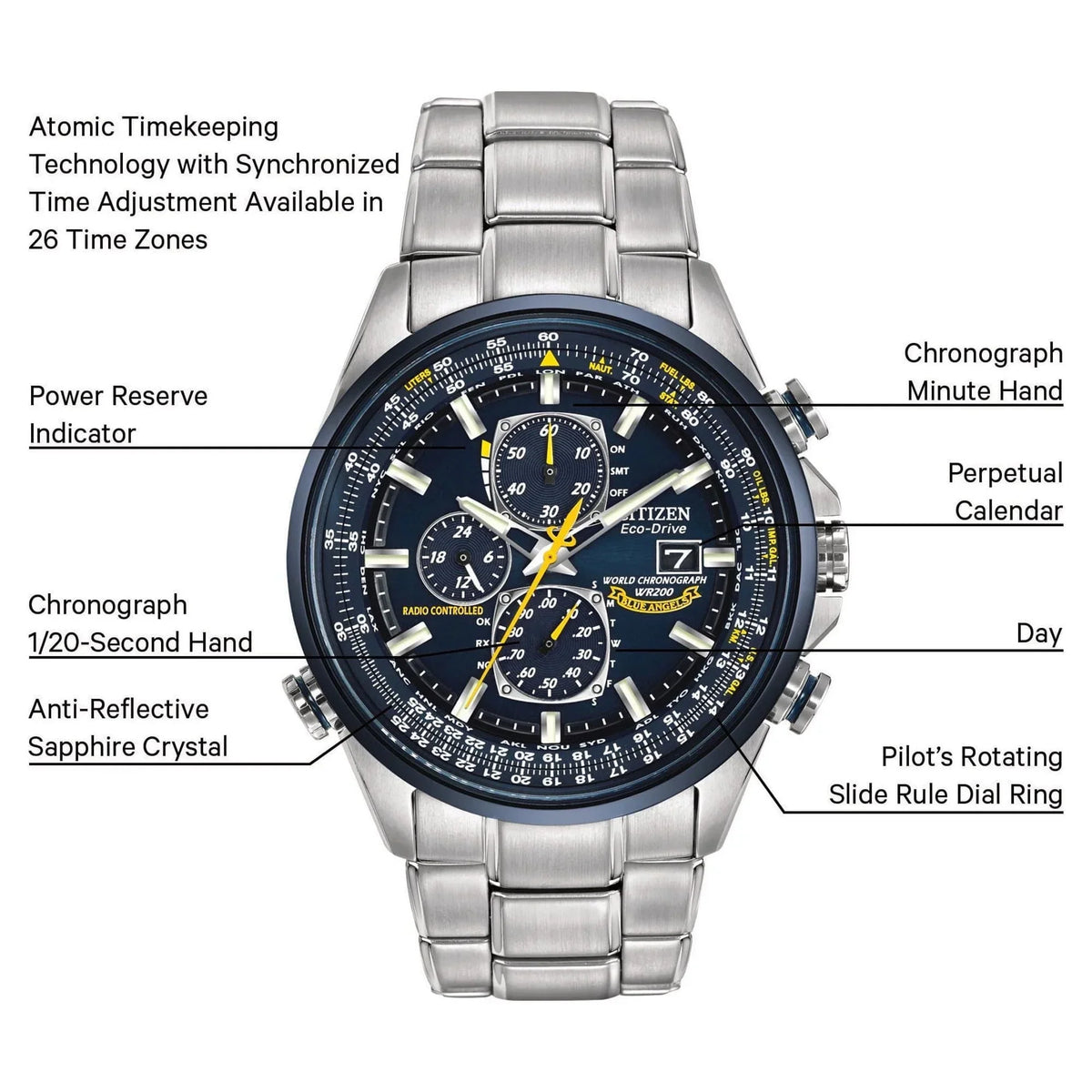 2026 NewCitizen Men's Eco Drive Blue Angels World Chronograph AT Watch AT8020-54L