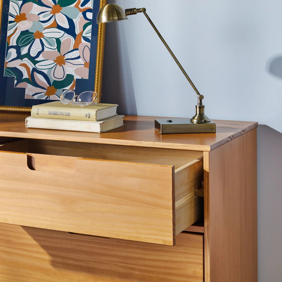 2026 NewWalker Edison Sonoma 6-Drawer Solid Wood Caramel Dresser