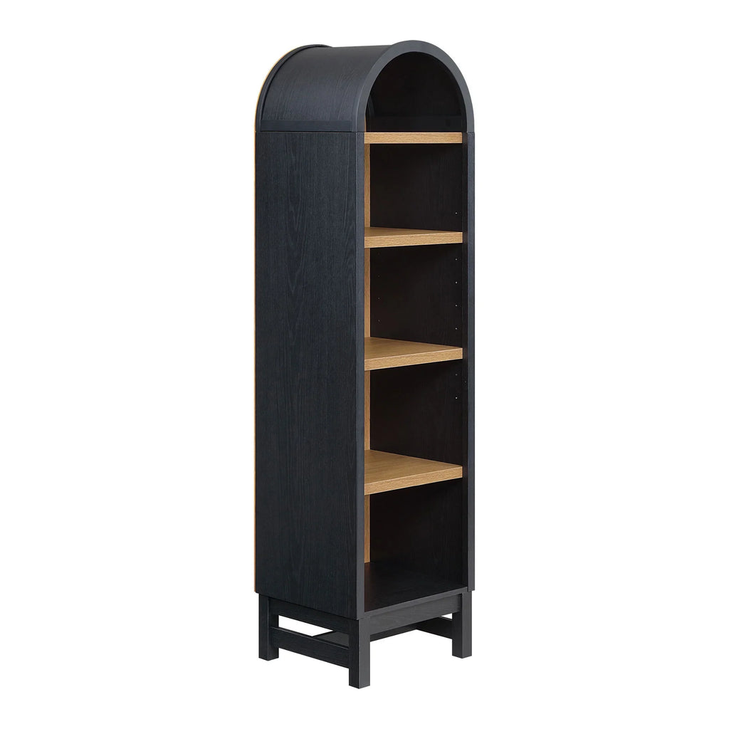 2026 NewBetter Homes & Gardens Juliet Narrow Arch Bookcase, Rich Black and Light Honey