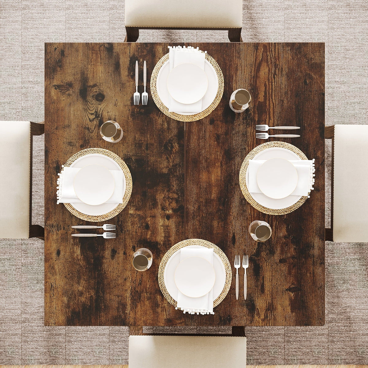 2026 NewTribesigns Square Dining Table for 4, 31.5-Inch Kitchen Table Small Dinner Table with Sturdy Pedestal Base, Farmhouse Dining Room Table for Home Dining Room, Living Room, Kitchen, Vintage Brown