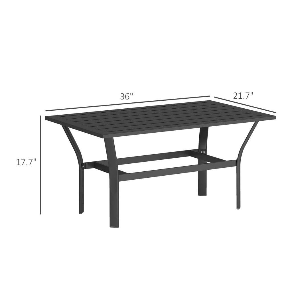 2026 NewOutsunny Outdoor Coffee Table, All-Weather Rectangle Patio Coffee Table with Slatted Tabletop for Outside, Patio, Brown
