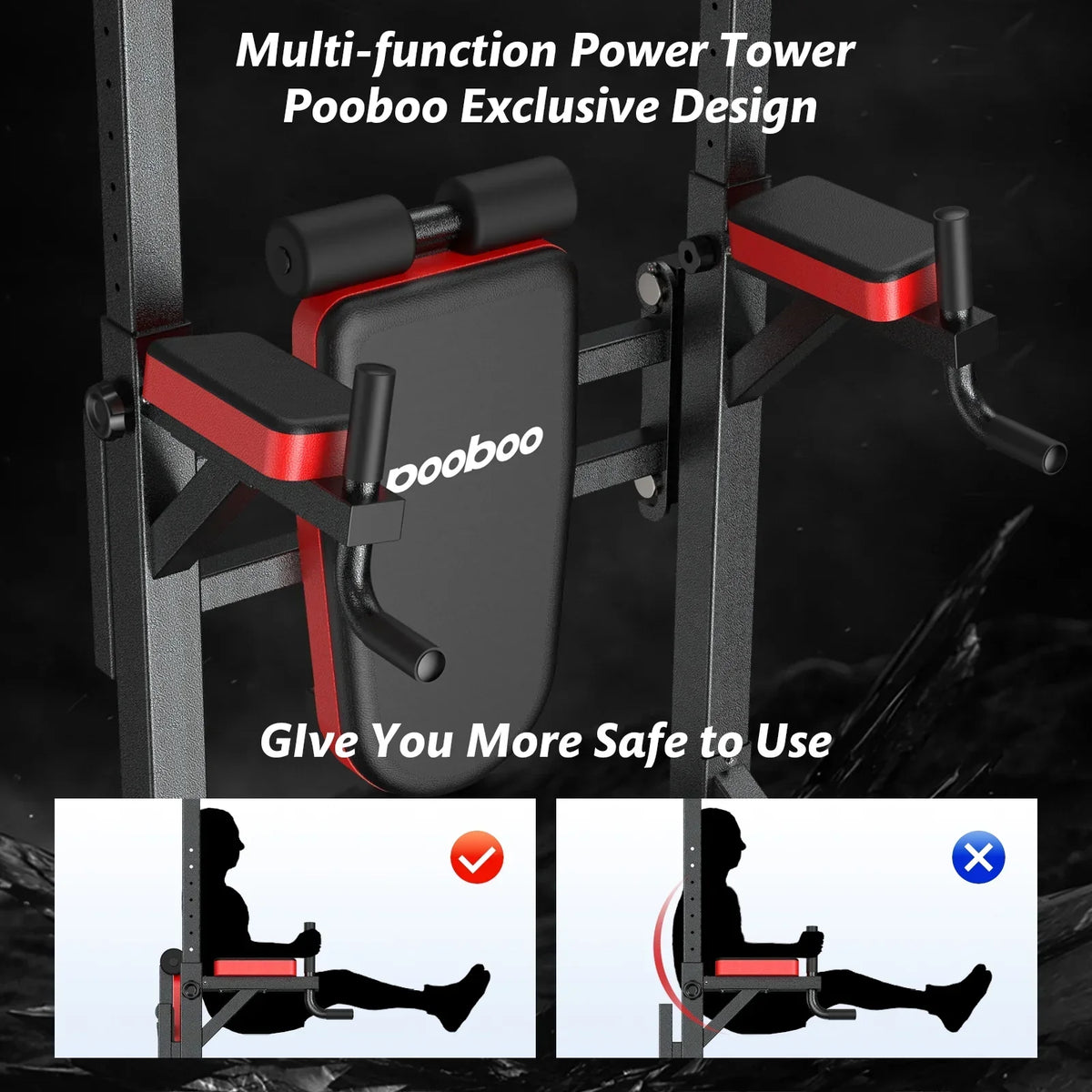 2026 NewLNOW Multifunction Power Tower Pull up Bar Dip Station Power Rack with Adjustable Backrest for Home Gym Strength Training Workout Equipment Max Weight 480lbs
