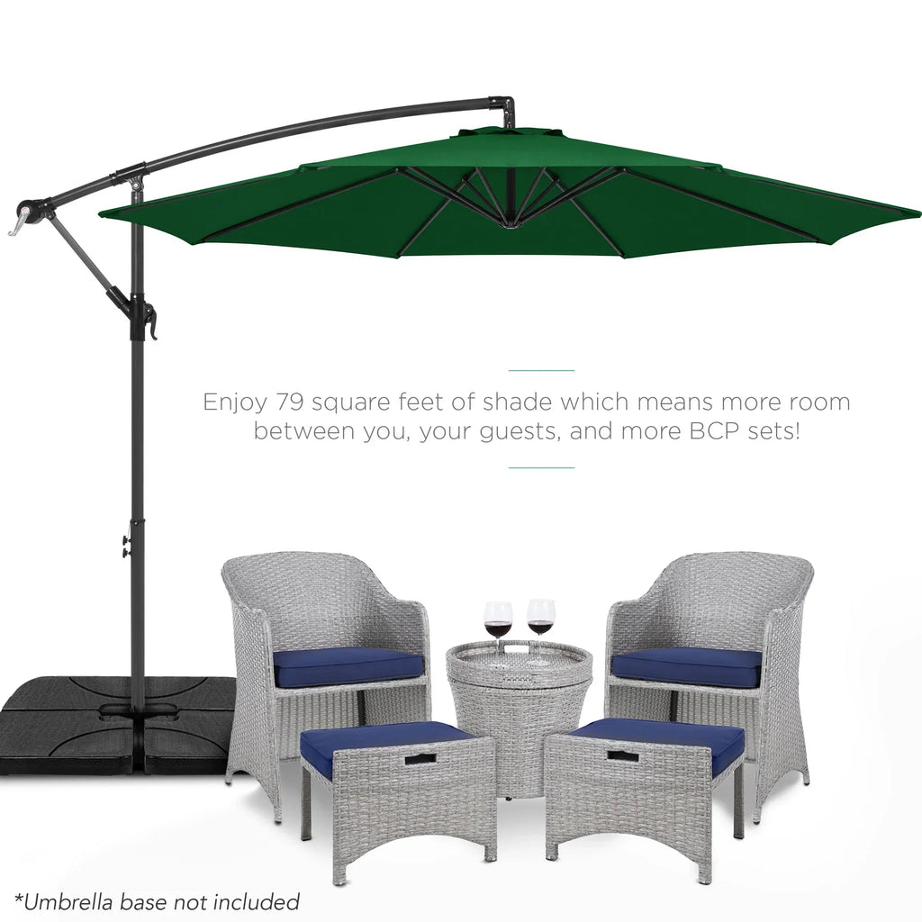 2026 NewBest Choice Products 10ft Offset Hanging Outdoor Market Patio Umbrella w/ Easy Tilt Adjustment - Tan