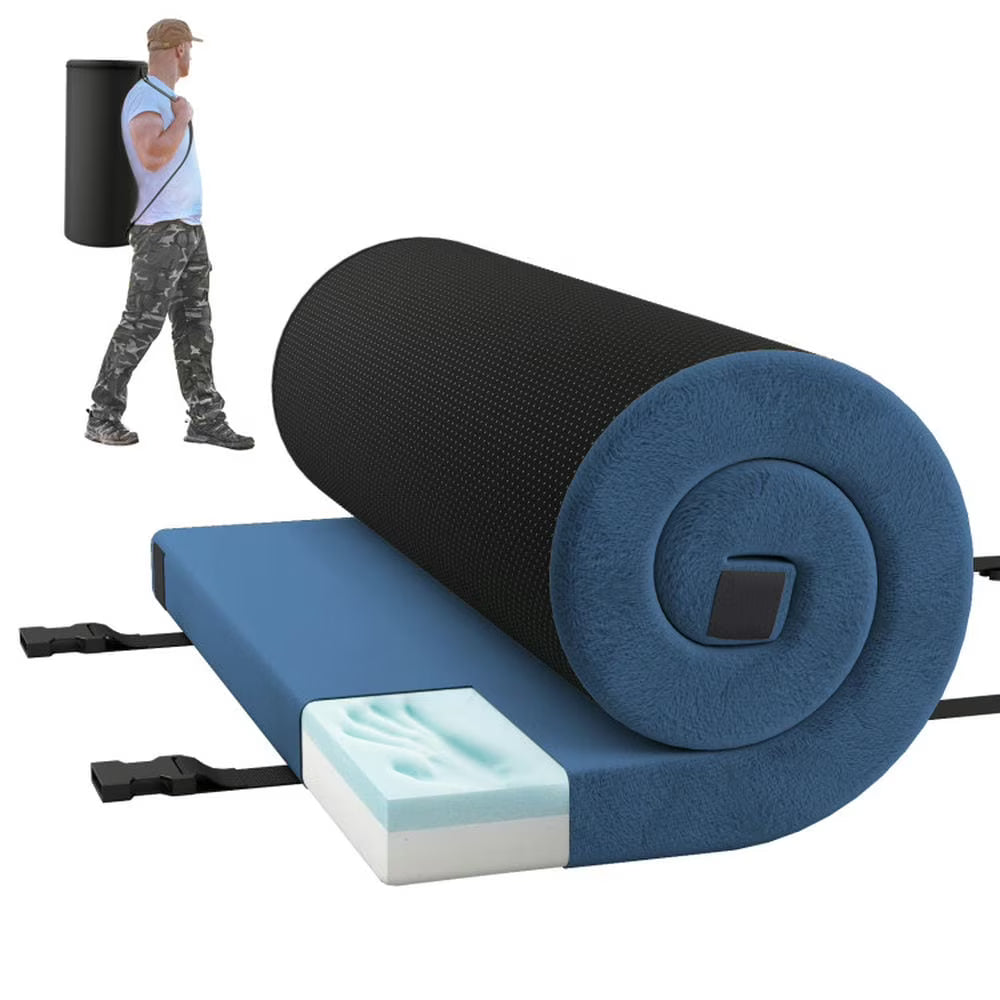 2026 NewSpaco Foldable Camping Mattress with High Density Foam Cushion and Anti-slip Bottom, Air Mattresses & Sleeping Bags for Outdoor as Garden, Yard, Navy