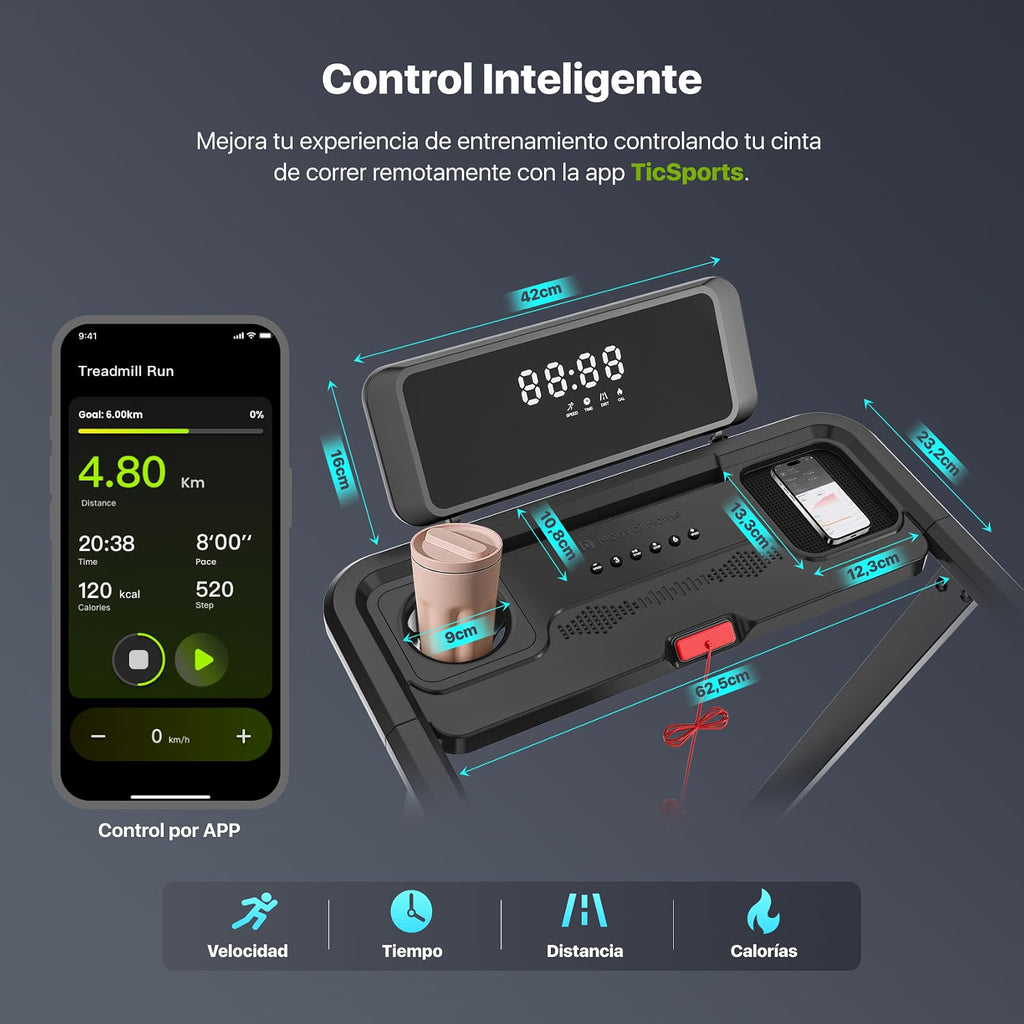 2026 Mobvoi Cinta de Correr 3 en 1 Cinta de Correr Casera Plataforma para Caminar en Casa，Cintas de Correr eléctricas, Cintas de Correr para Oficina，12 km/h 120 kg