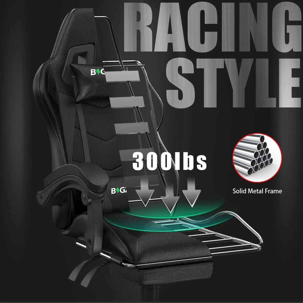 2026 NewBigzzia Gaming Chair Office Chair, Ergonomic Game Chair with Height Adjustable Headrest and Lumbar Support for Adults Teens, Black & White