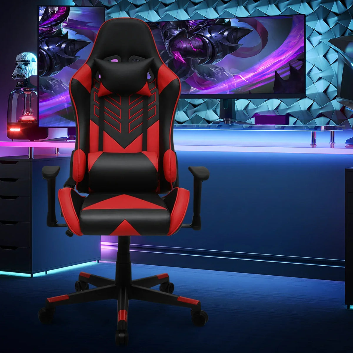 2026 NewMagshion Ergonomic Gaming Chair, Comfortable Gaming Chair, Computer Chair Leather Desk Chair Adjustable Swivel Gaming Office Chair, Blue