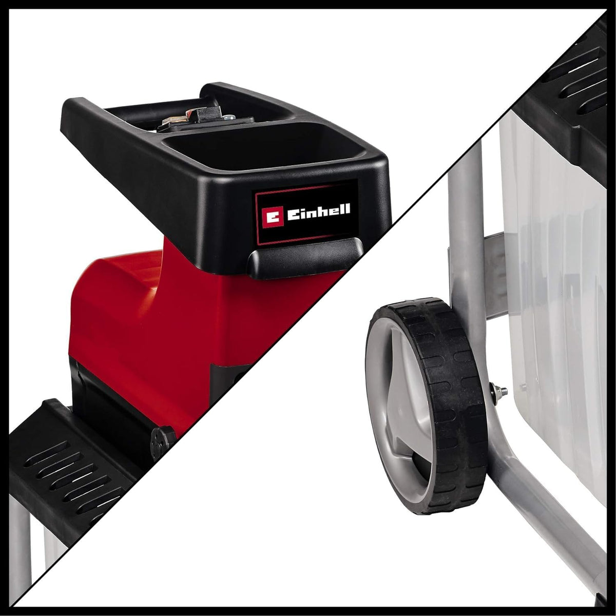 2026 Trituradora eléctrica silenciosa Einhell GC-RS 60 CB (2800 W, diámetro máximo de rama de 45 mm, rodillo de corte, gran abertura de la tolva, interruptor de inversión, caja recolectora transparente de 60 L, interruptor de seguridad integrado)