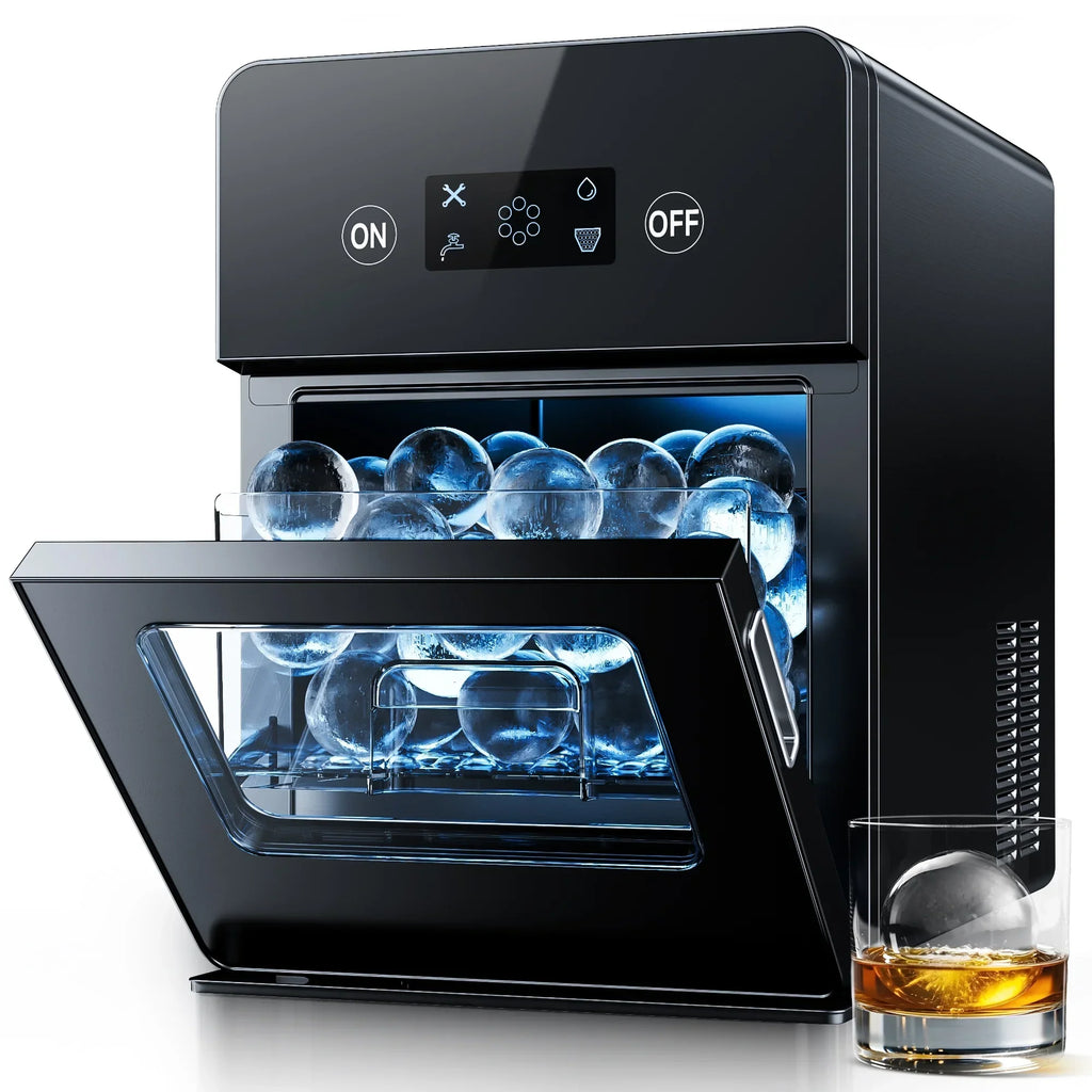 2026 NewSimzlife Sphere Ice Maker,10 pcs/Hour, 150 pcs/Day,Clear Ice Ball Maker with Enhanced Insulation, with LCD Touch Screen, Self-Cleaning, Quiet Home and Bar Ice for Whiskey Bourbon Parties
