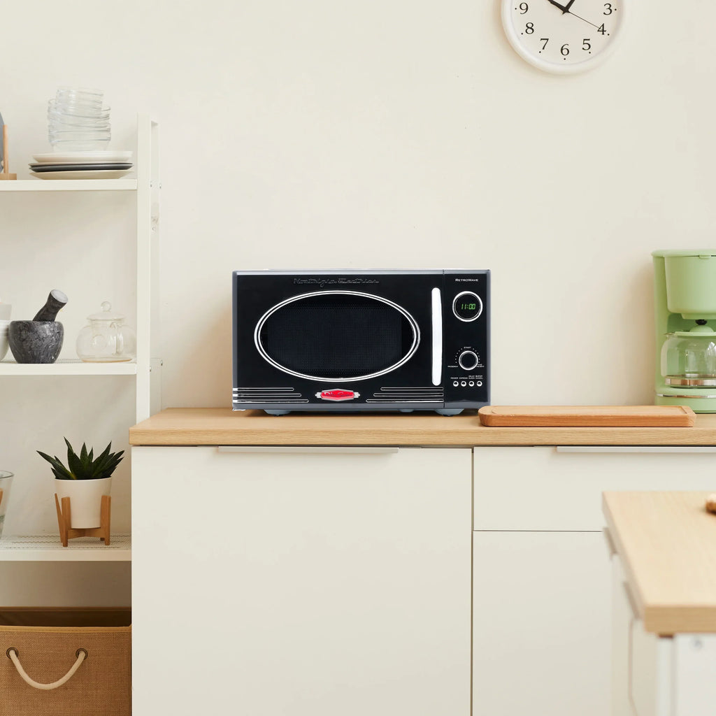 2026 NewNostalgia Retro Microwave for Countertop 0.9 cu ft Vintage Microwave, Ivory