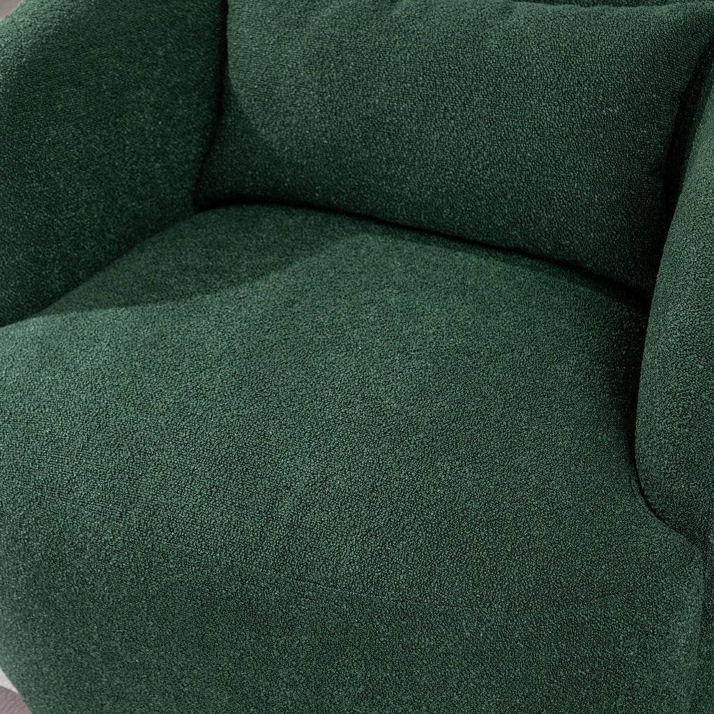 2026 New34" Wide Boucle Swivel Barrel Chair, No Assembly Round Upholstered Armchair Accent Chair Single Sofa Chair with Toss Pillow for Living Room and Bedroom, Taupe