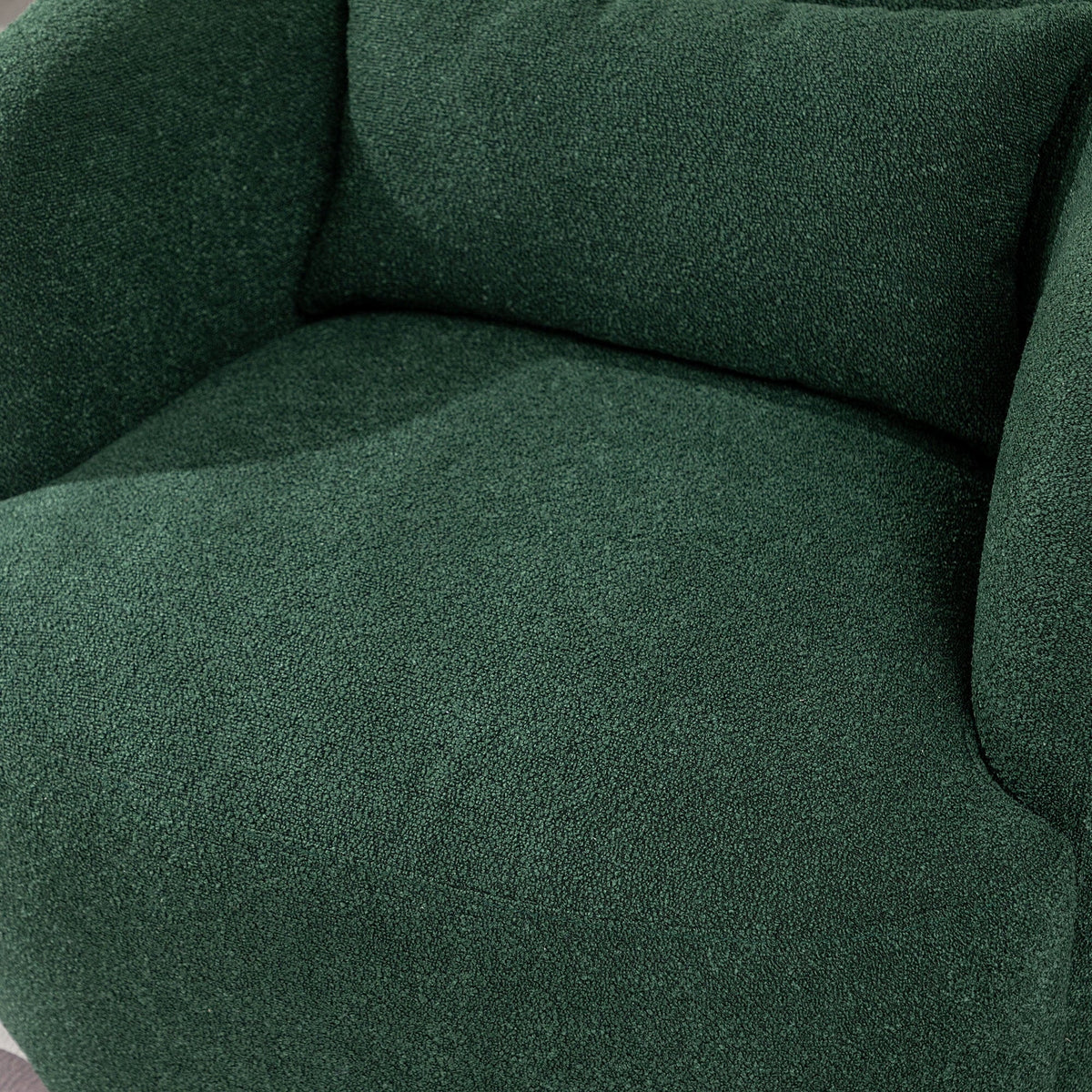 2026 New34" Wide Boucle Swivel Barrel Chair, No Assembly Round Upholstered Armchair Accent Chair Single Sofa Chair with Toss Pillow for Living Room and Bedroom, Taupe