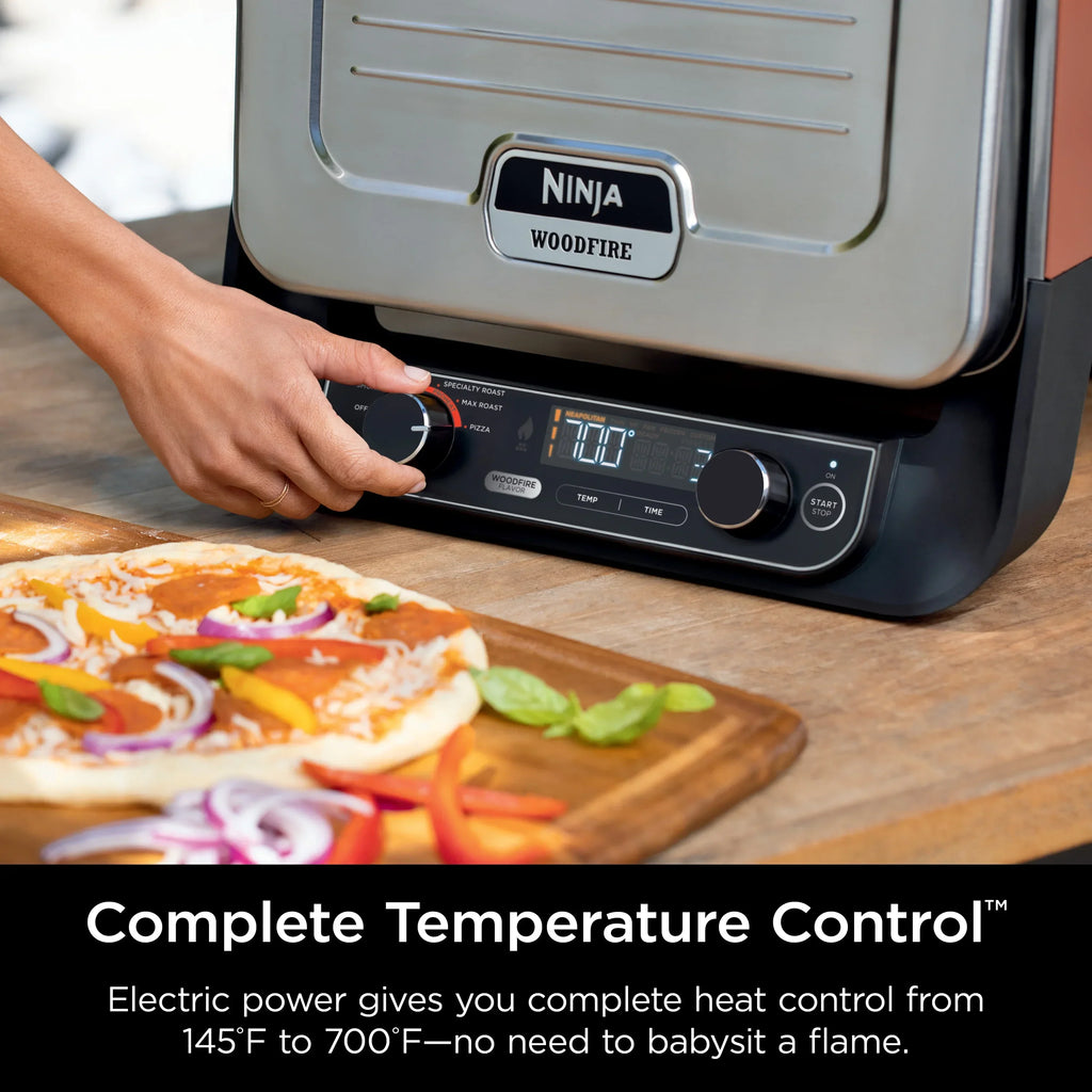 2026 NewNinja Woodfire Pizza Oven, 5-in-1 outdoor oven, 5 Pizza Settings, Ninja Woodfire Technology, up to 700" F heat, BBQ smoker, Electric