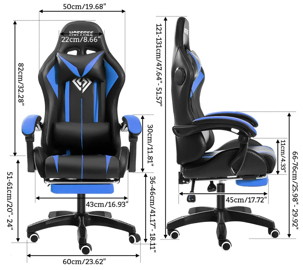 2026 NewRGB Gaming Chair with Speakers Massage Computer Gaming Chair with LED Lights and Footrest High Back Video Game Chair for Adults Blue and Black