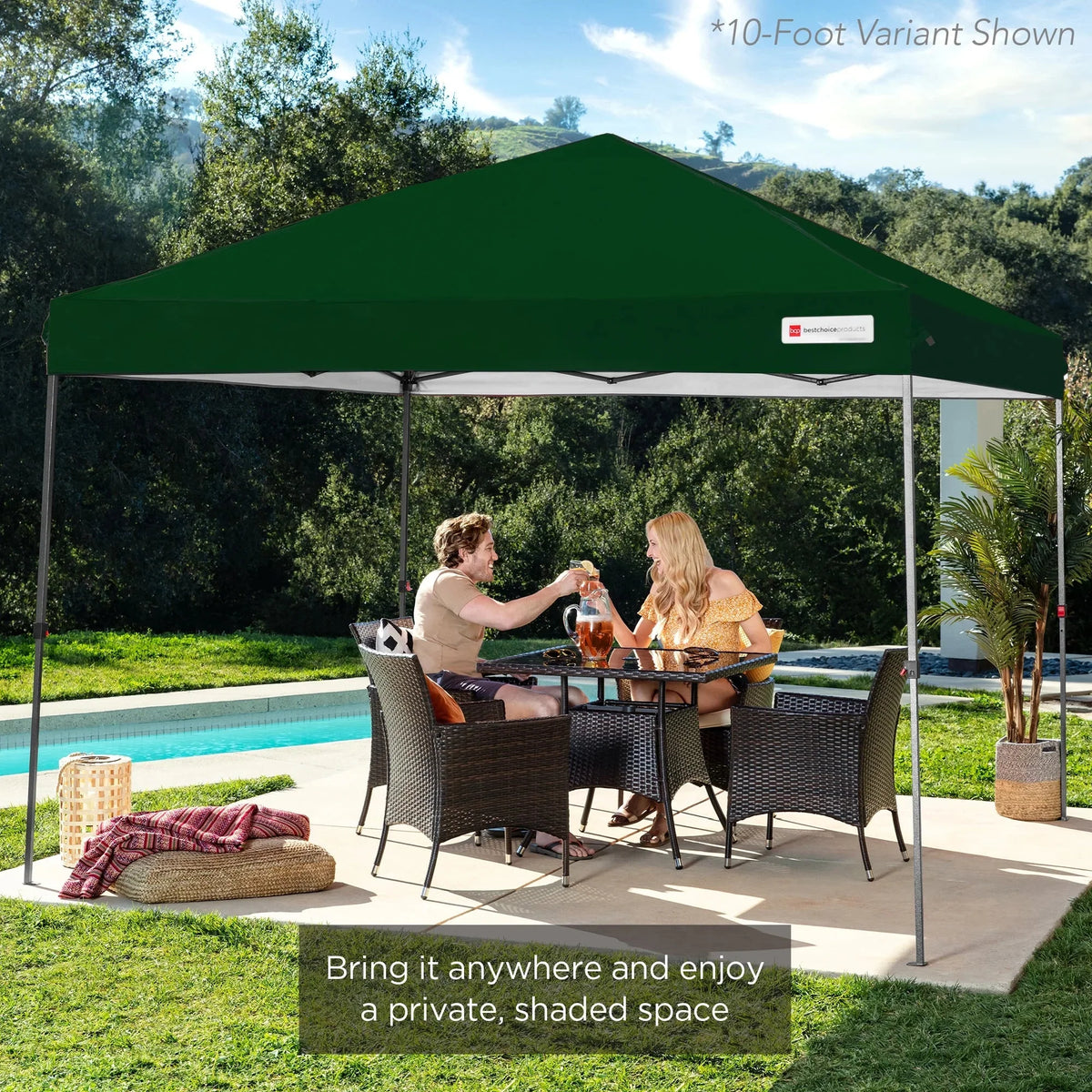 2026 NewBest Choice Products 12x12ft Easy Setup Pop Up Canopy w/ 1-Button Setup, Wheeled Case, 4 Weight Bags - Navy Blue