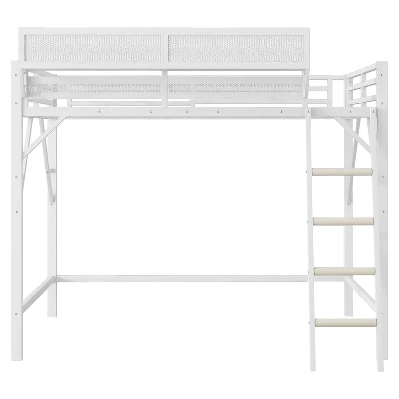 2026 NewDuxelifin Queen Size Metal Loft Bed Frame, Heavy Duty Steel High Loft Bed with Storage Shelves & Ladder, Space-Saving Loft Bed for Apartments, Adults, Teens & Juniors (Black)