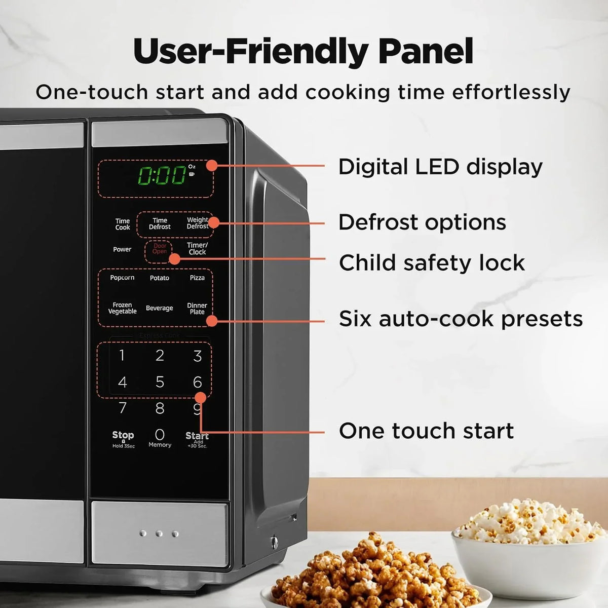 2026 NewBLACK+DECKER 0.9 Cu Ft Microwave Oven Countertop, 6 Auto Menus, 10 Power Levels, Digital Panel, 900W