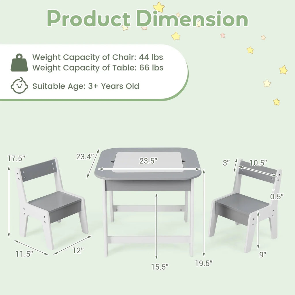2026 NewOLAKIDS Kids Table and Chair Set, 3 in 1 Wooden Activity Table with Removable Tabletop, Blackboard and Whiteboard for Toddlers Arts Crafts Drawing Reading Playing, Playroom Nursery (Natural)
