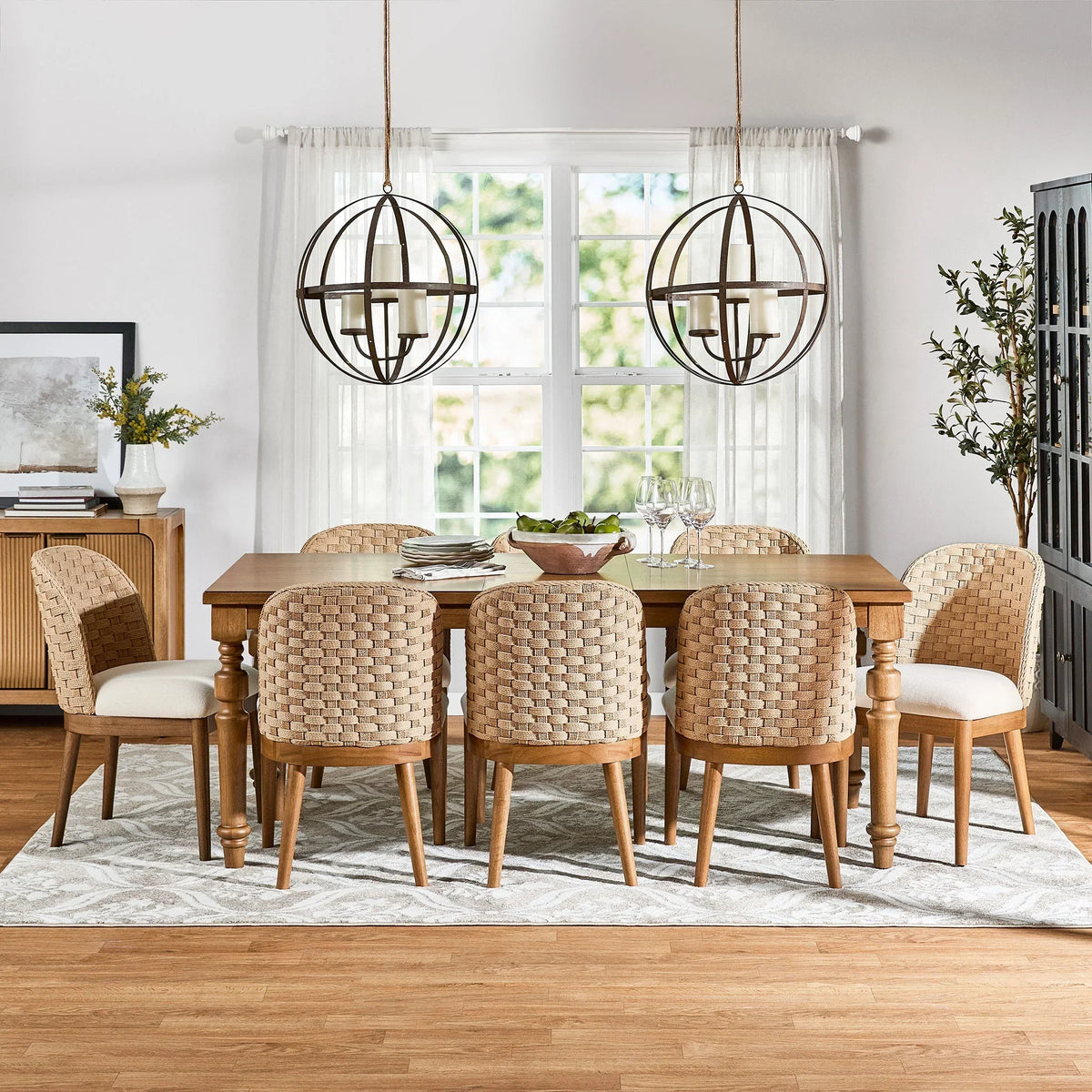 2026 NewMy Texas House Saylor Farmhouse Dining Chair Set, Natural Wood, Set of 2