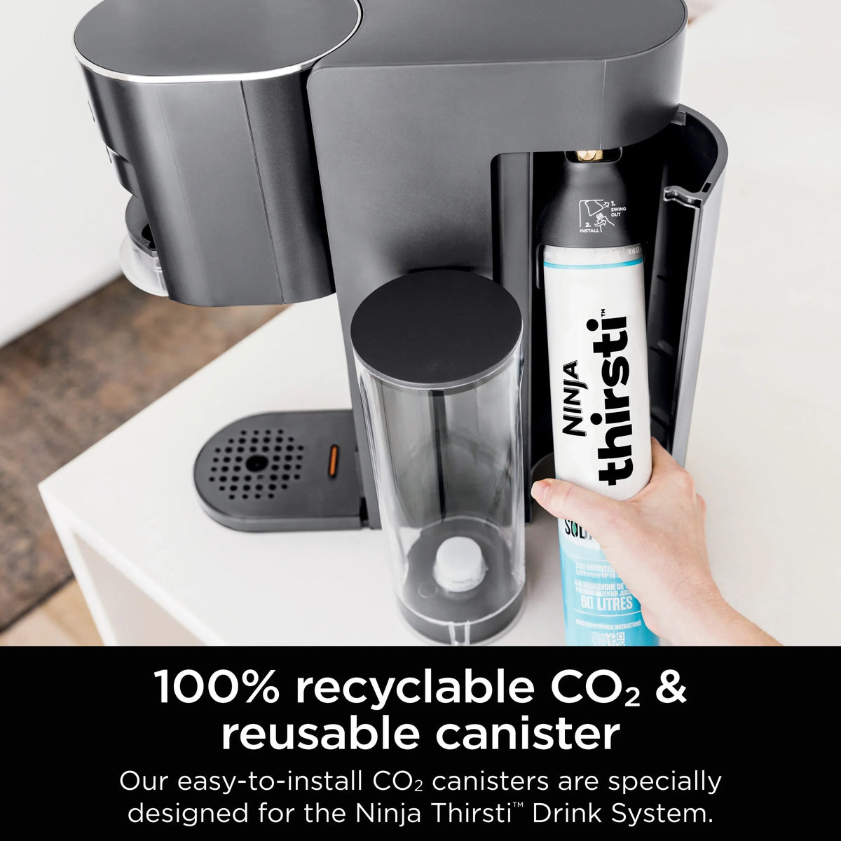 2026 NewNinja Thirsti Drink System Complete Still and Sparkling Customization Drink Kit with CO2 Canister, Flavors, and 48oz Reservoir