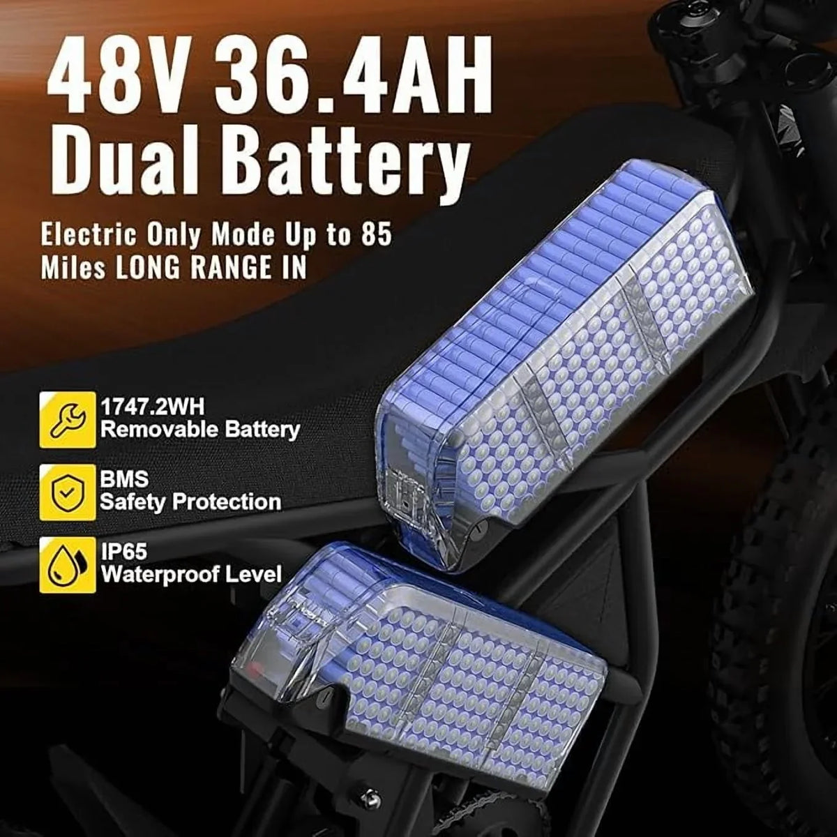 2026 NewRiding'Times 2400W 48V Electric Dirt Bike for Adults Ridingtimes GT73,brushless Hub Motor,18.2AH*2 Electric BIKE with 25" tires digital screen Carbon Steel,BLACK