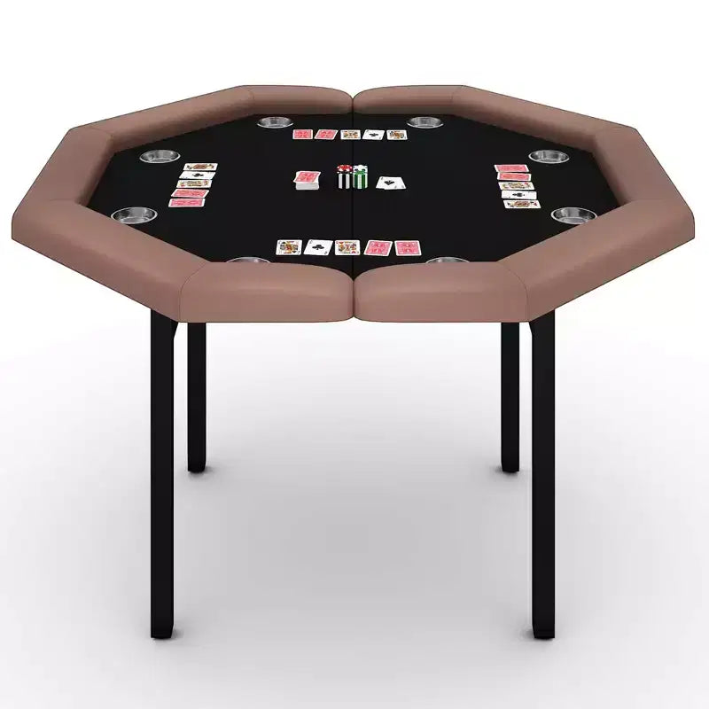 2026 Mesa de póquer octogonal plegable negra para 8 jugadores