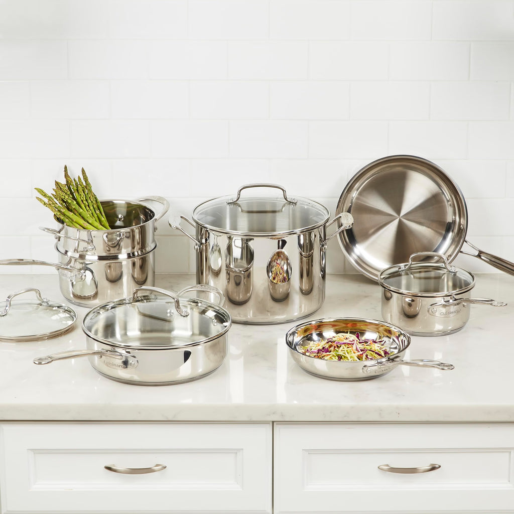 2026 Cuisinart Batería de cocina Chef's Classic en Acero Inoxidable, Set 11 piezas