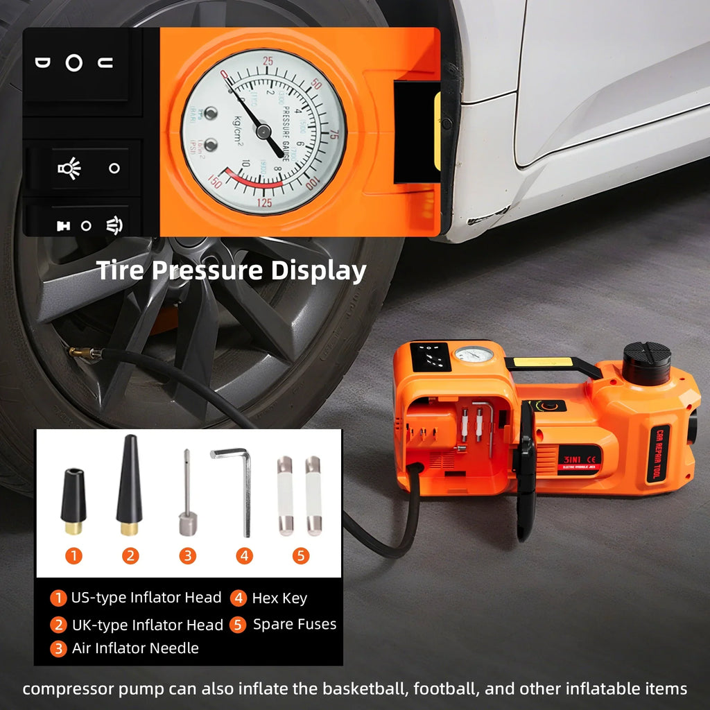 2026 NewSZTAA Electric Car Jack Lift with Air Compressor and Emergency Hammer 5 Ton/11023 lbs Hydraulic Jack for SUV Sedan Truck Change Tires Garage Repair