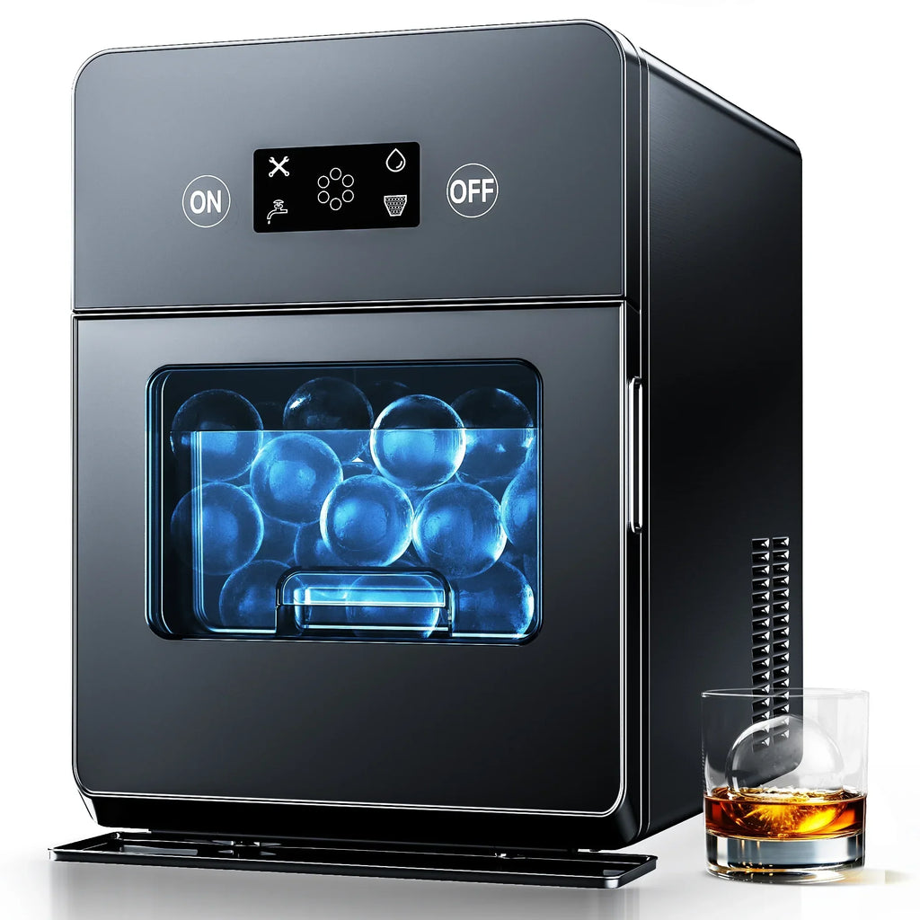 2026 NewSimzlife Sphere Ice Maker,10 pcs/Hour, 150 pcs/Day,Clear Ice Ball Maker with Enhanced Insulation, with LCD Touch Screen, Self-Cleaning, Quiet Home and Bar Ice for Whiskey Bourbon Parties