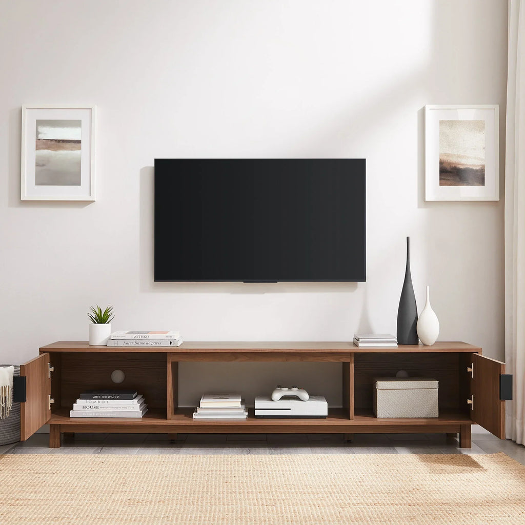2026 NewWalker Edison Mid-Century Modern Reeded 2-Door TV Stand for TVs up to 80", Coastal Oak